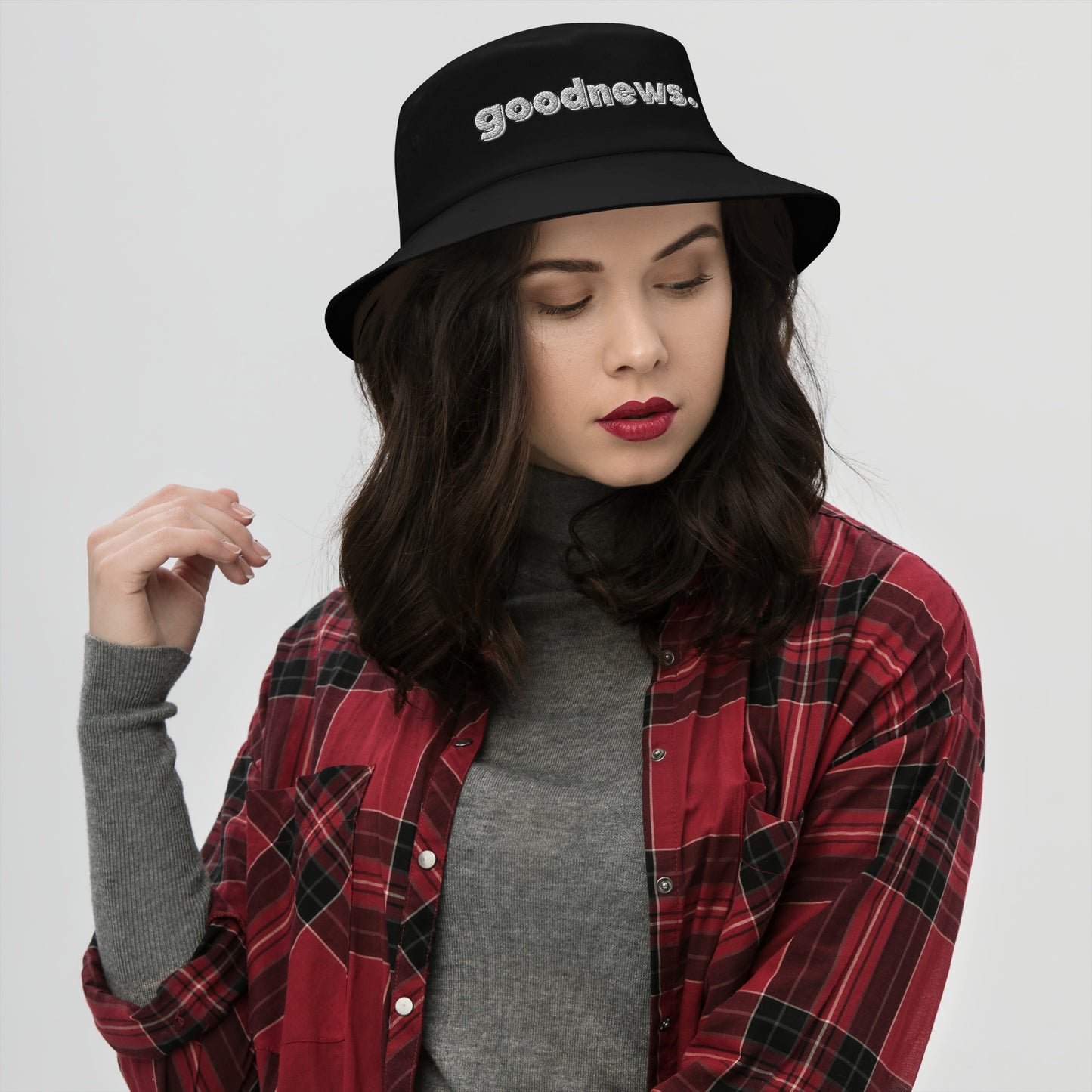 "Goodnews." - (black) Bucket Hat