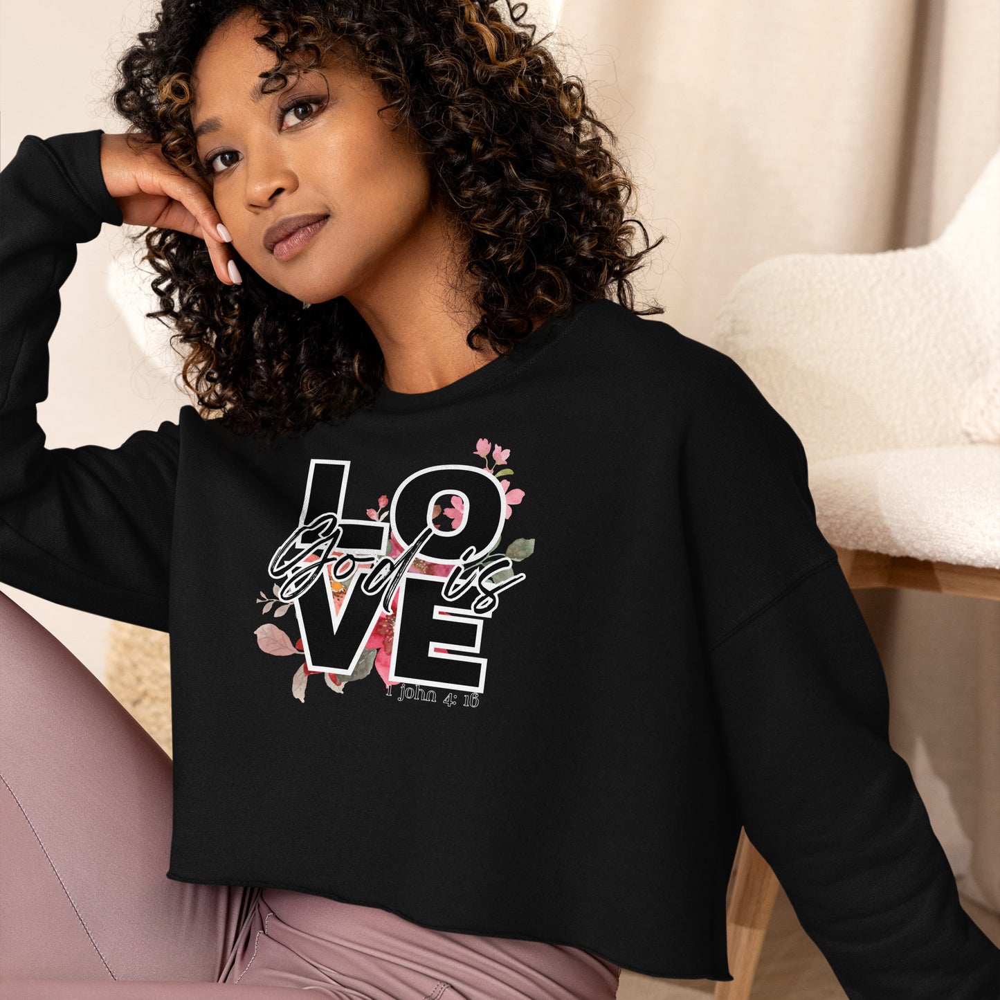 "God is Love" - (black) Crop Sweatshirt