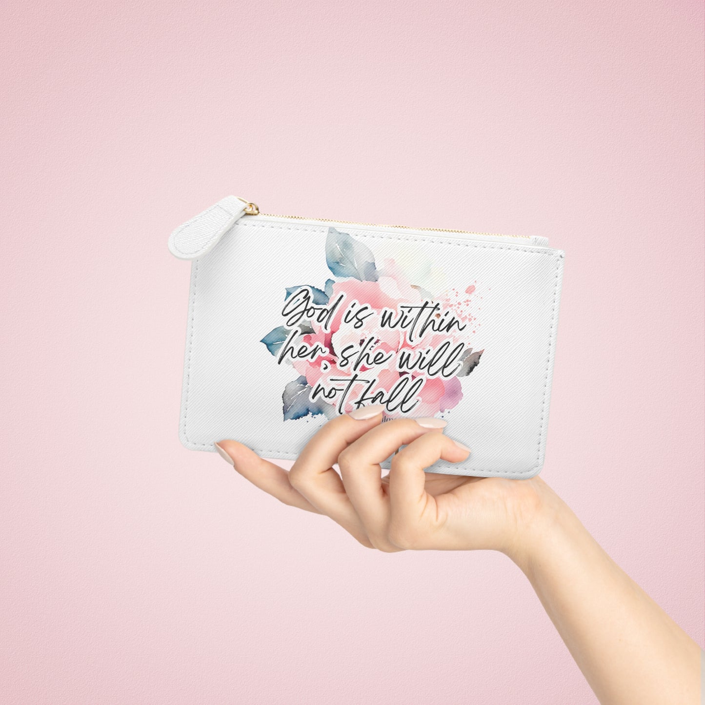 "Psalm 46:5" - (white) Mini Clutch Bag
