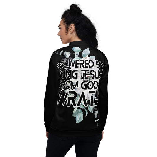 "Delivered" - (black) Unisex Bomber Jacket