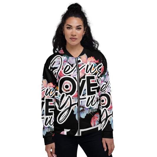 "Jesus loves you" - (black) Unisex Bomber Jacket